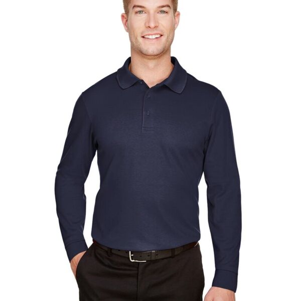 Men's Tall CrownLux Performance® Plaited Long Sleeve Polo Thumbnail